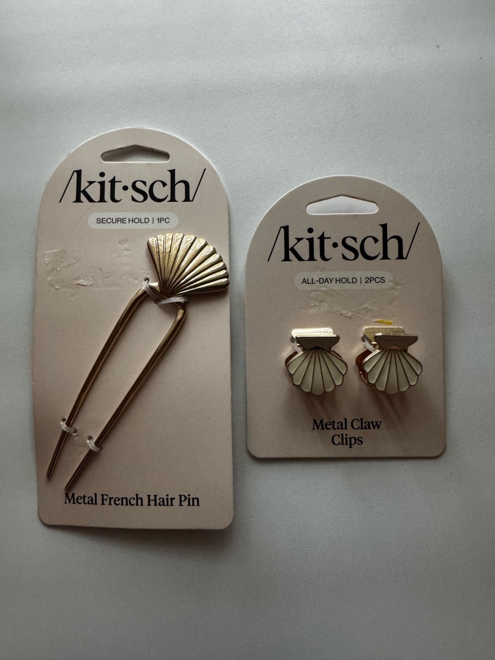 Kitsch Gold Shell Metal French Hair Pin and Claw Clips Set